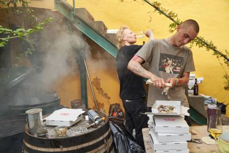 Blunzn-Pizza am Stand bei Mraz