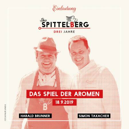 Einladungssujet "Das Spiel der Aromen". Harald Brunner und Simon Taxacher